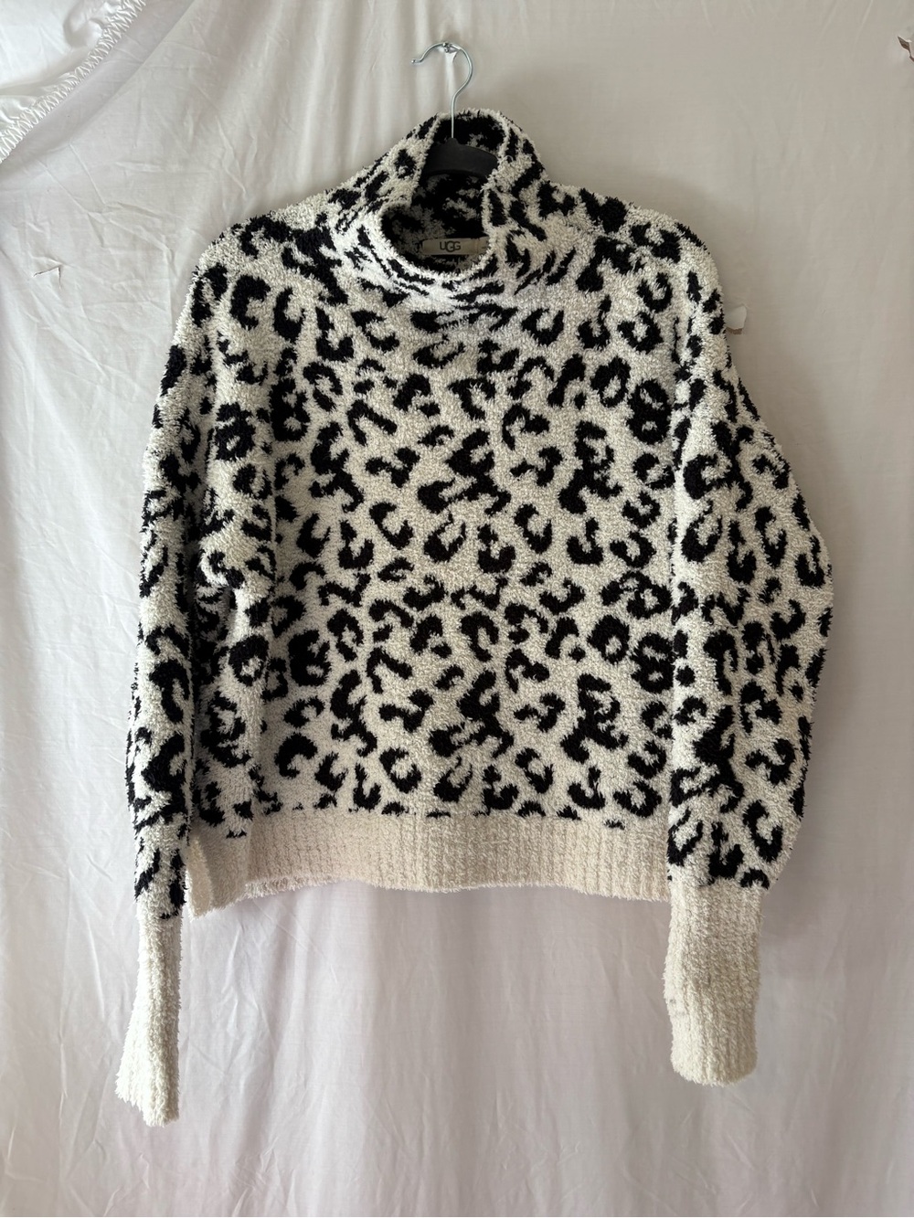 UGG Black and White Leopard Print Turtleneck Sweater